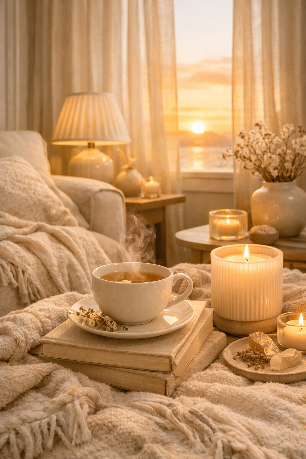Rituel du soir dans une ambiance douce et apaisante